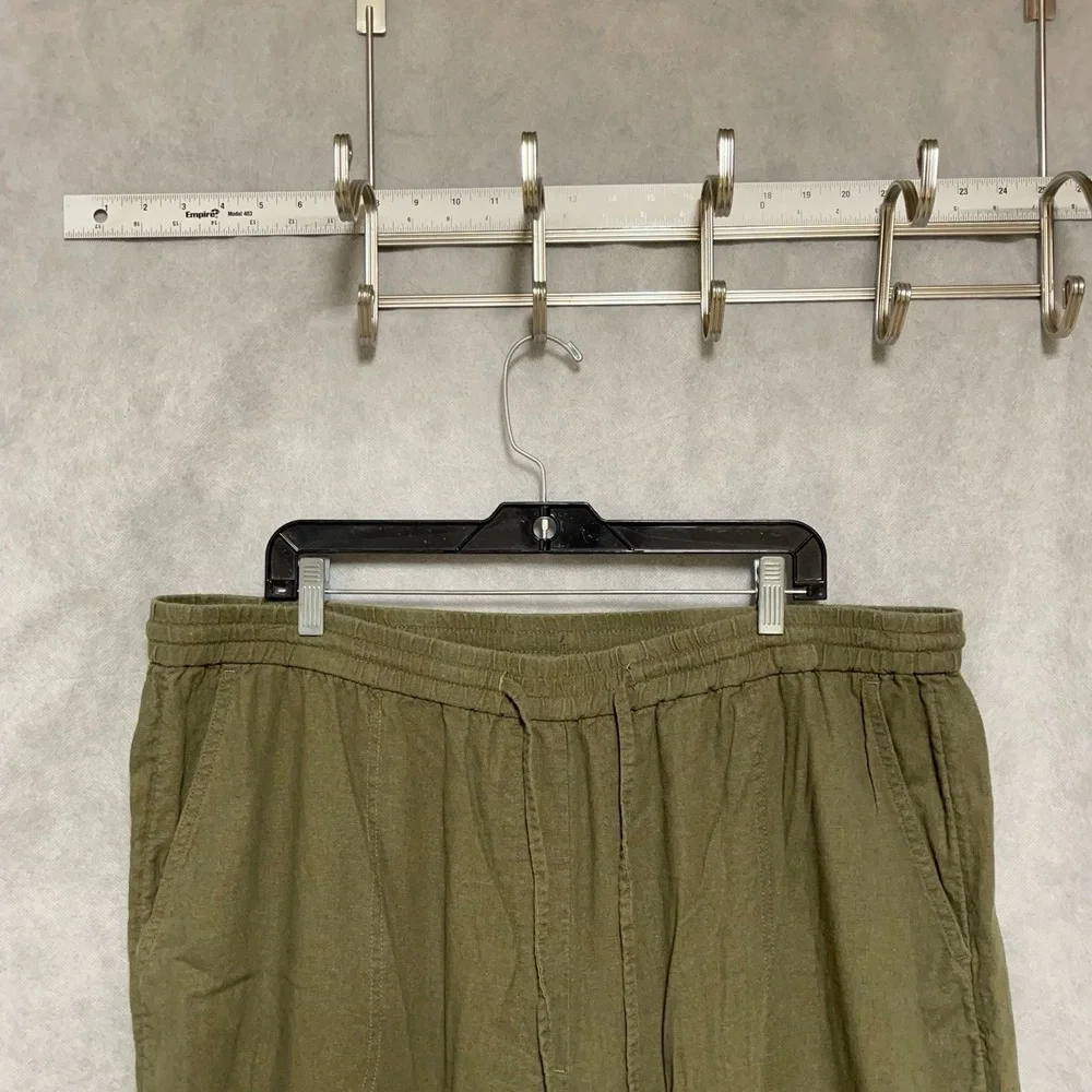 Banana Republic Pants Women 2XL Baggy Linen Blend Straight High Rise Drawstrings